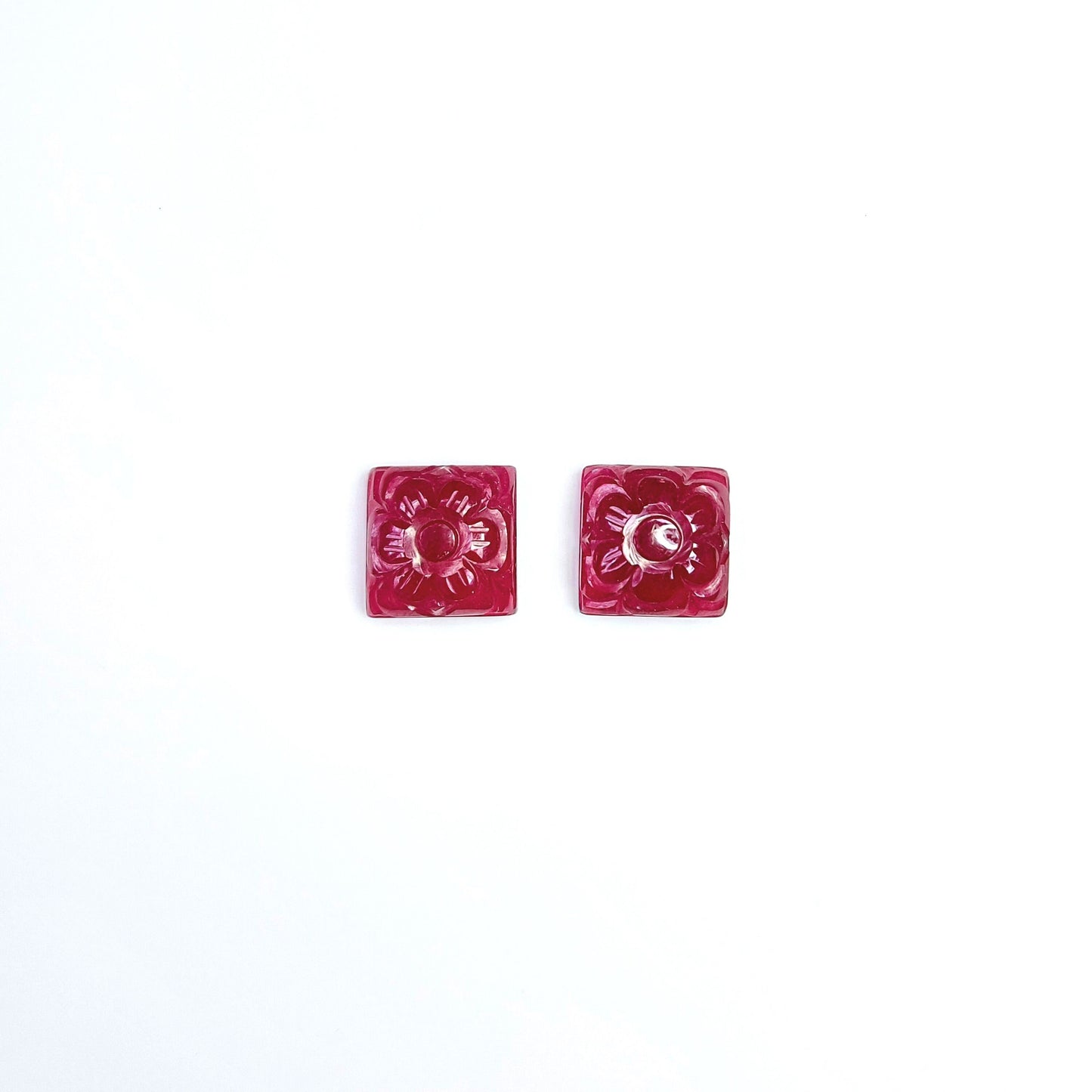 Natural Bangkok Ruby Flower Carved Squares 21cts