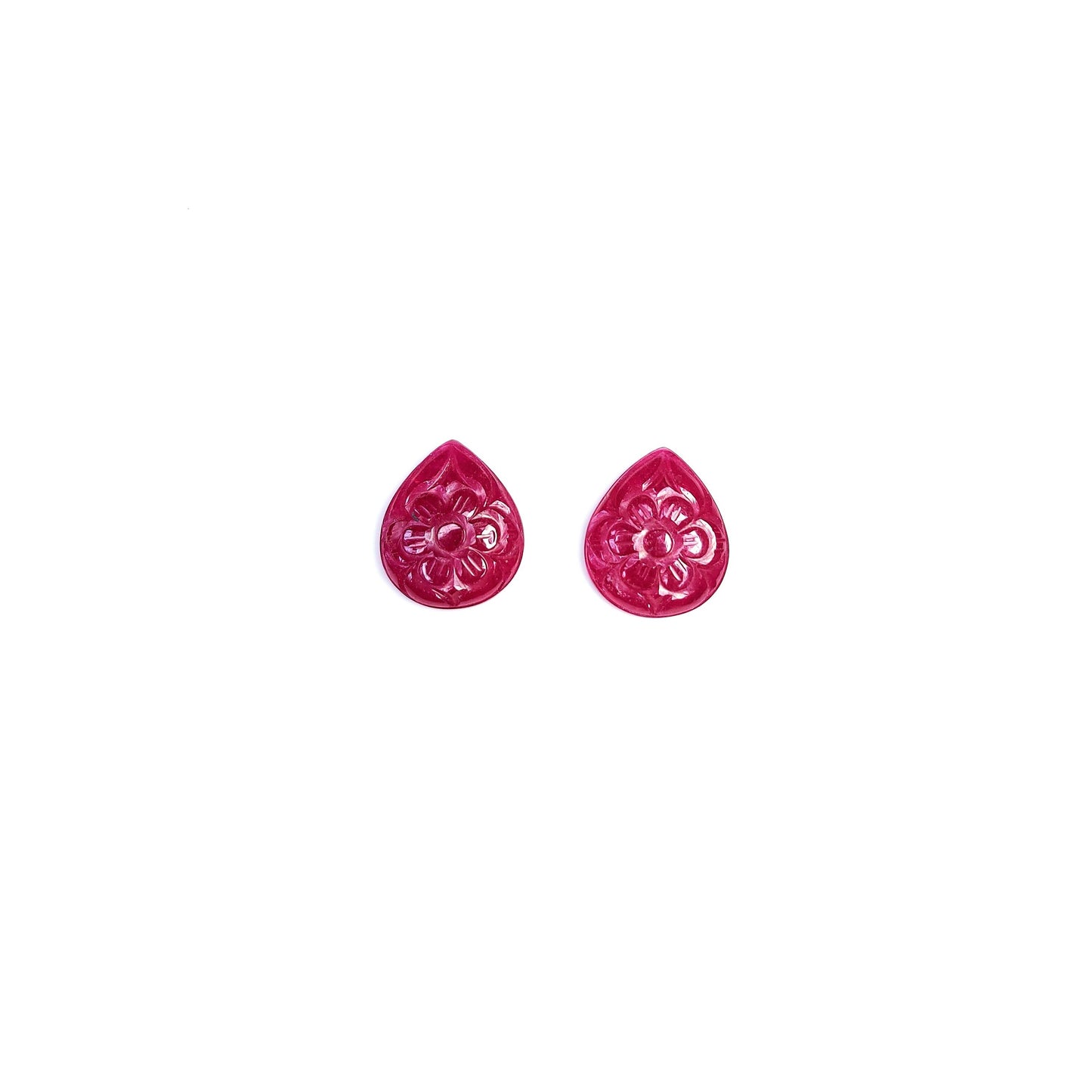 Natural Bangkok  Ruby Flower Carved Pears 26.58cts