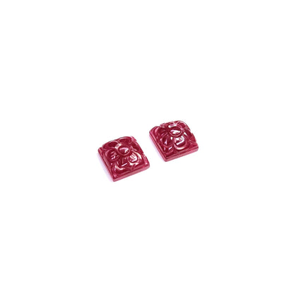 Natural Bangkok Ruby Flower Carved Squares 21cts