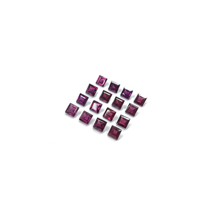 Natural African Rhodolite Calibrated Squares | 4mm - 6mm